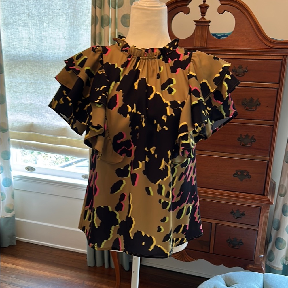 Ruffled Animal Print Blouse